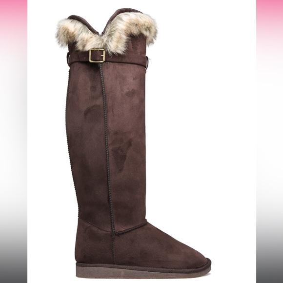 Knee High Fuzzie Flat Boot - Picture 2 of 5